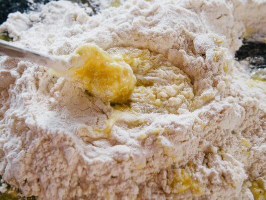 Incorporate the flour into the wet ingredients