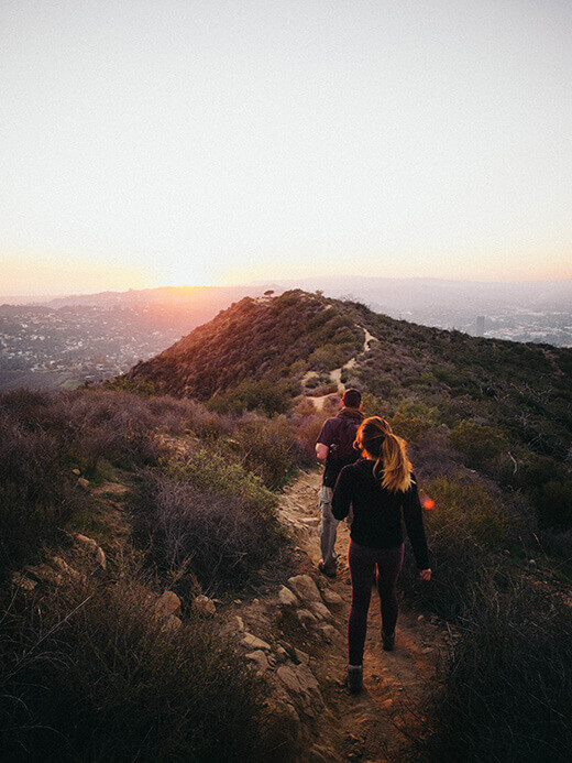 Hiking out at sunset