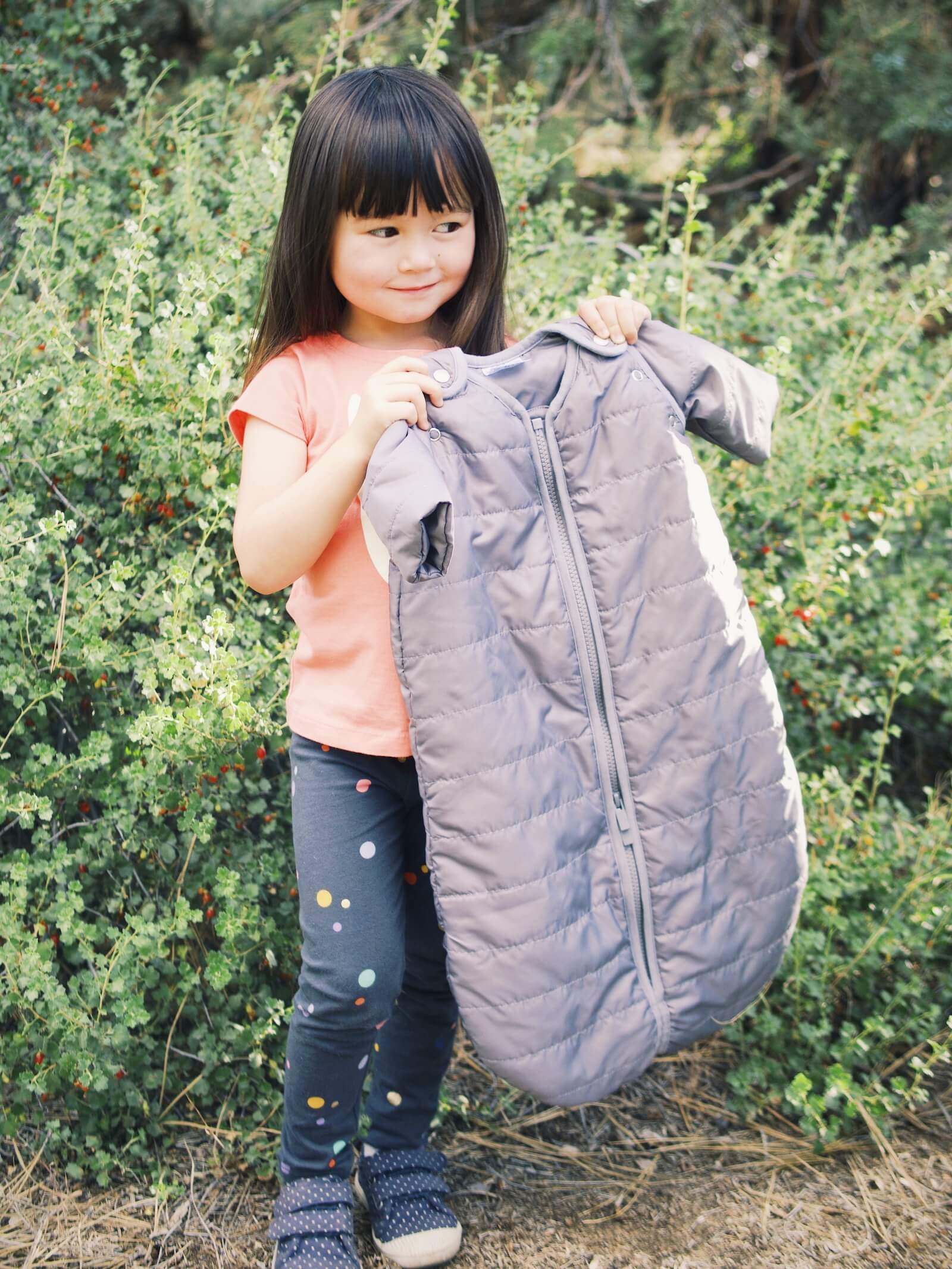 A new winter-weight wearable sleeping bag for baby for camping trips