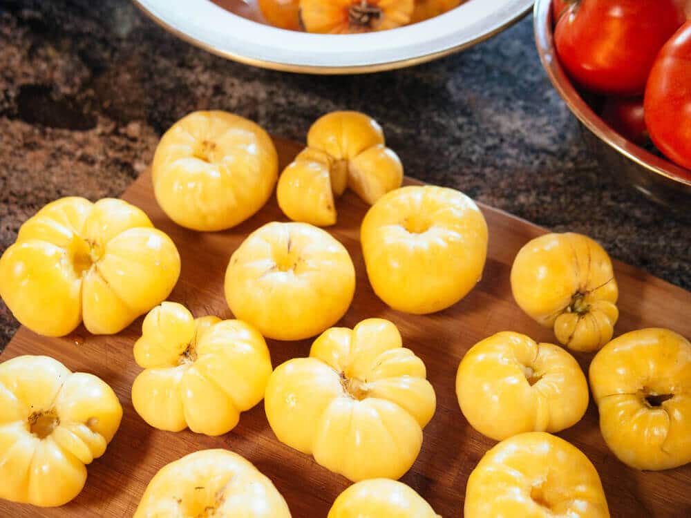 Remove the stems from your tomatoes