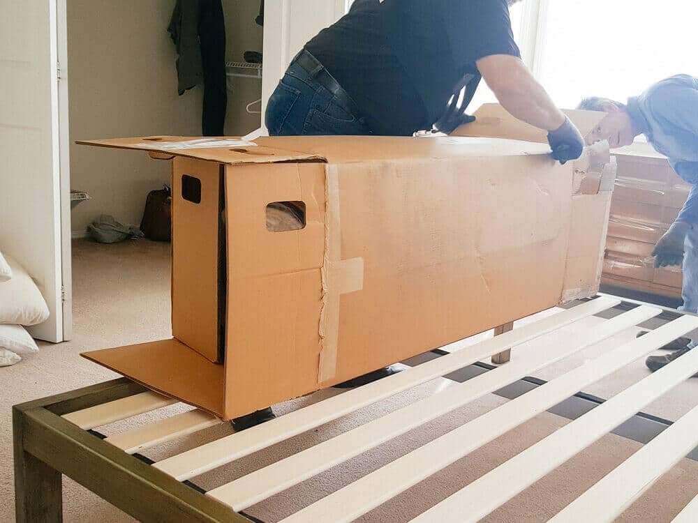 Bed-in-a-box delivery and setup