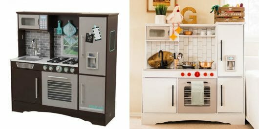 A KidKraft play kitchen makeover before and after