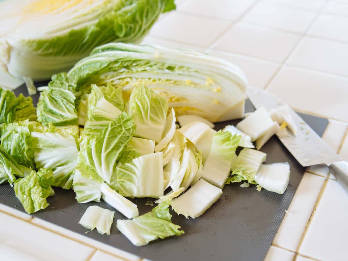 Chop the cabbage into bite-sized pieces