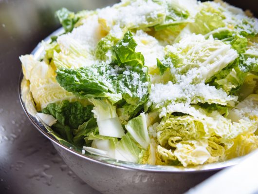 Salt the cabbage leaves