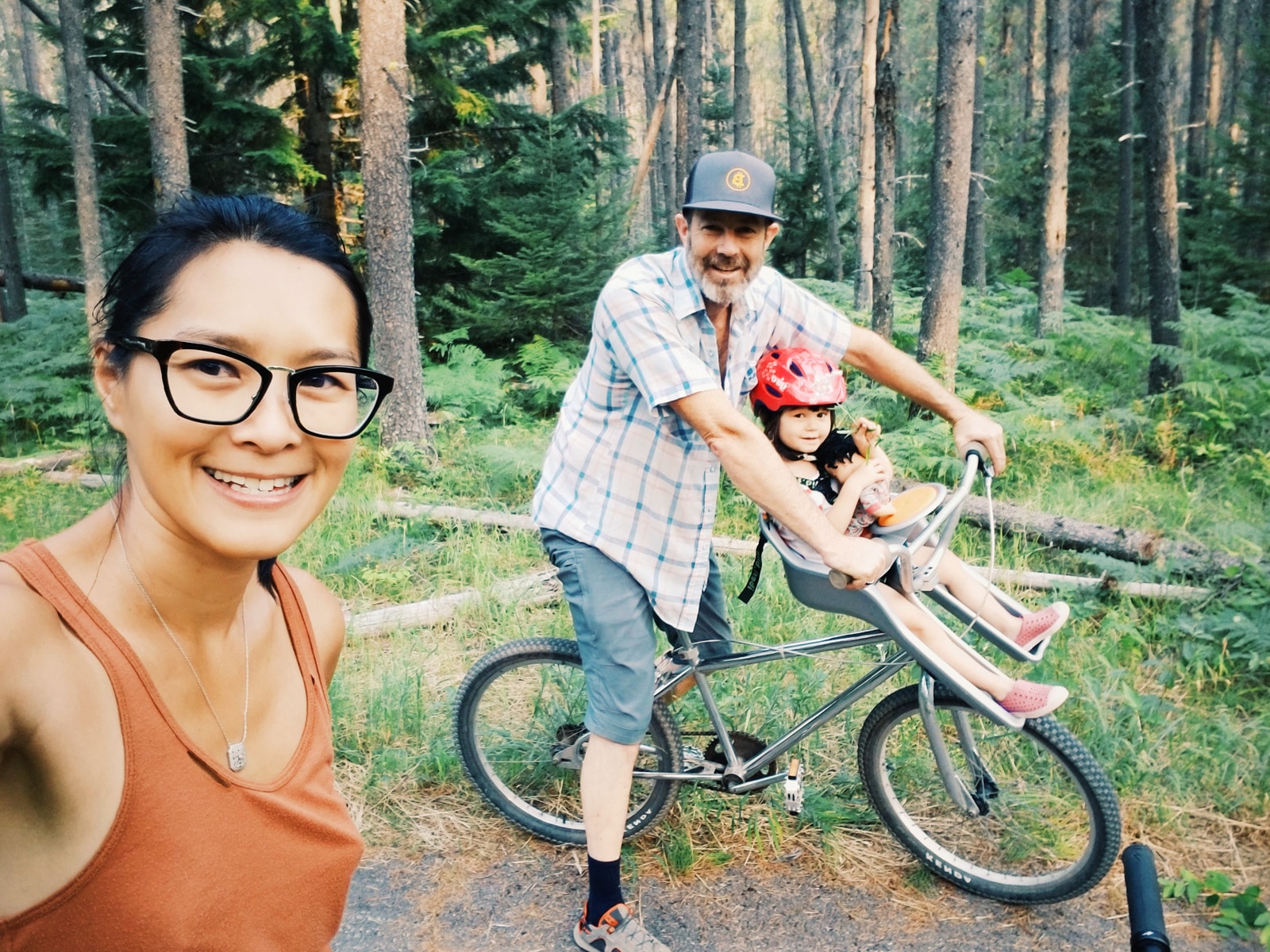 Family bike ride in Glacier National Park