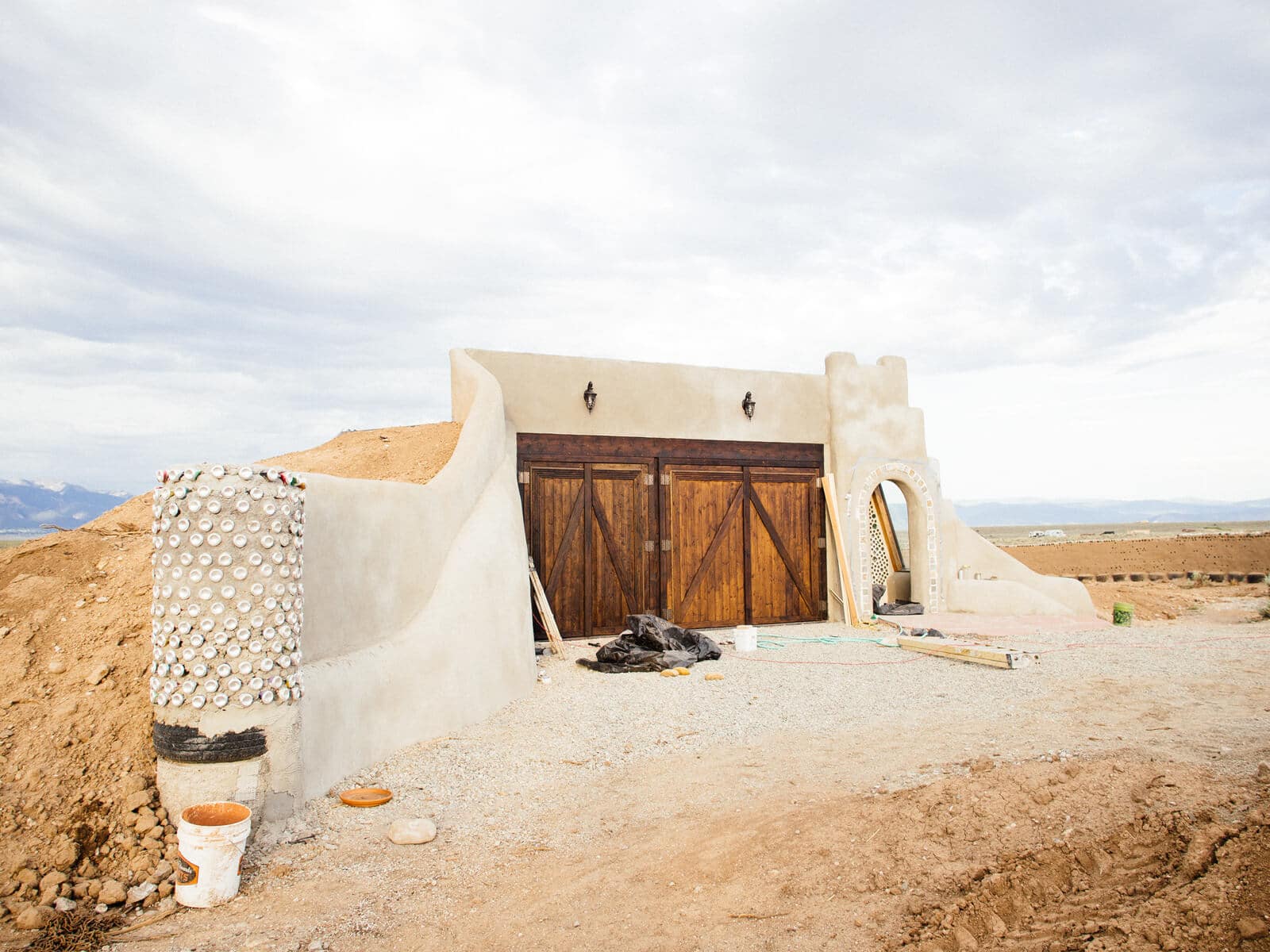 Earthship garage in mid-construction