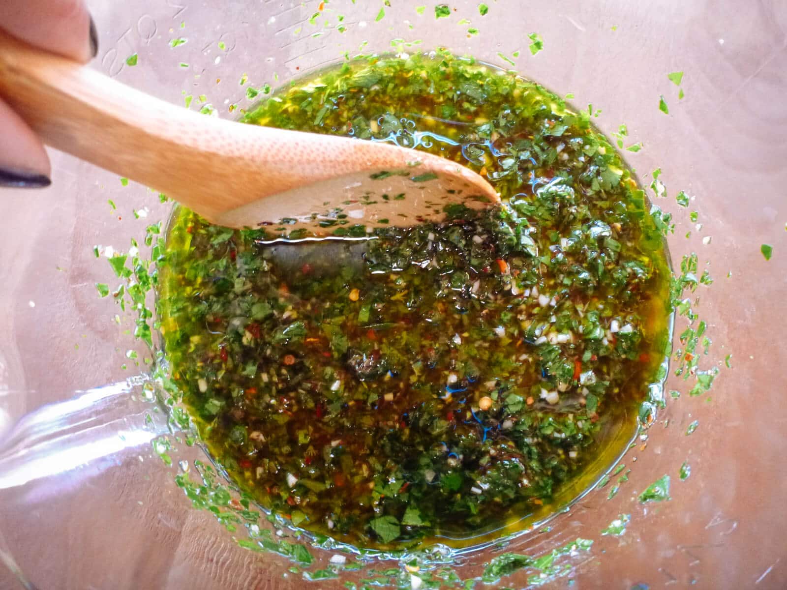 Stir the chimichurri until well blended