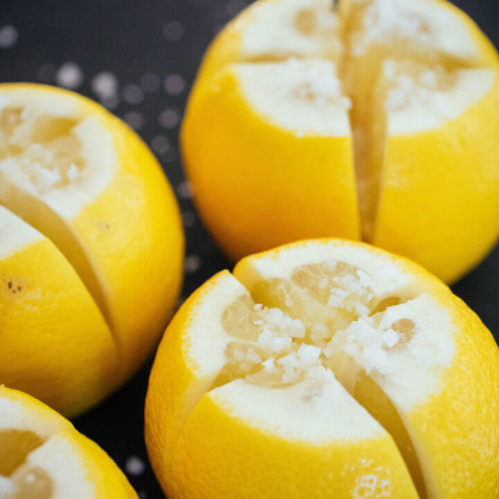 Whole lemons quartered and salted