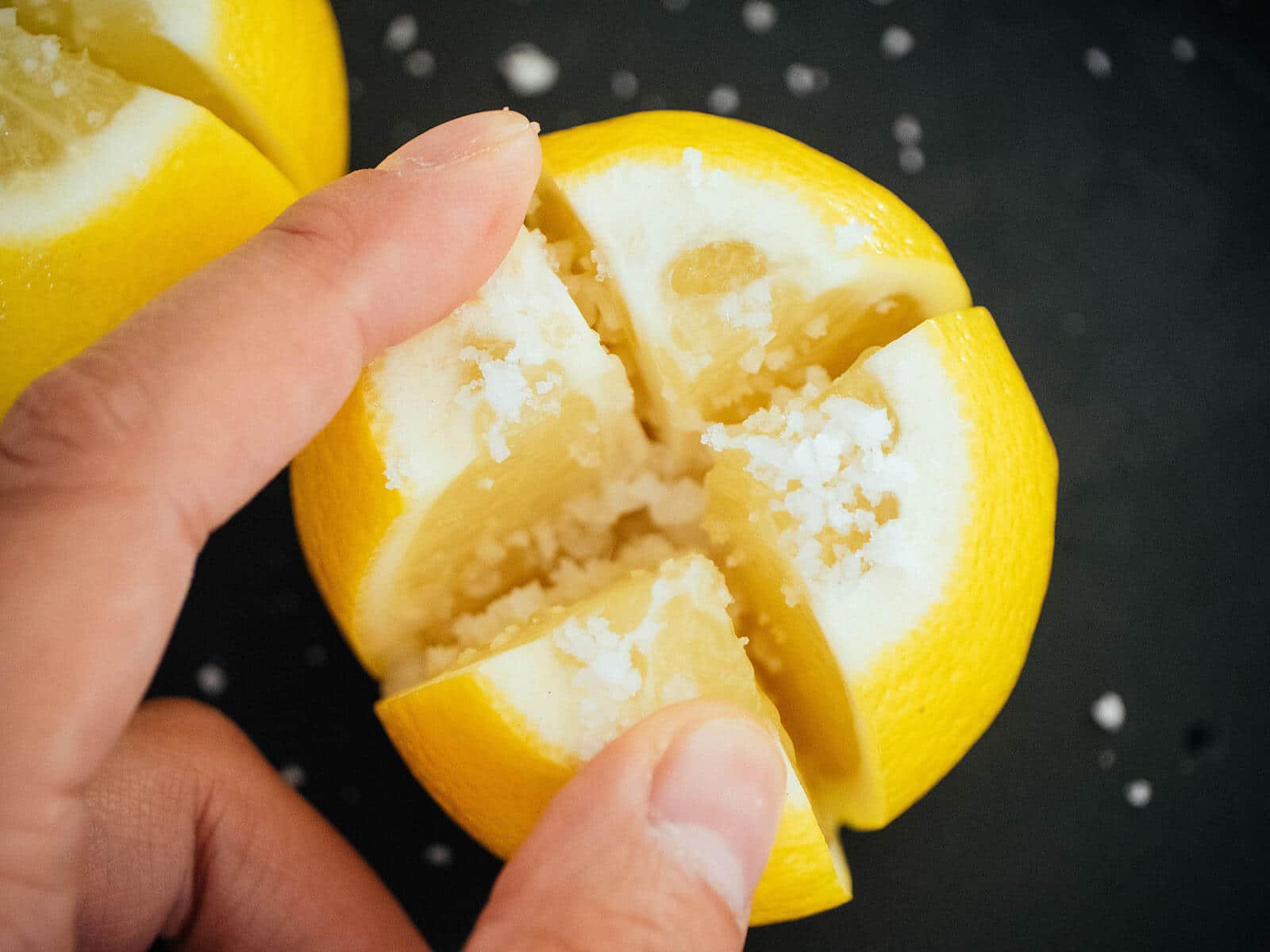 Lemon liberally salted on the inside